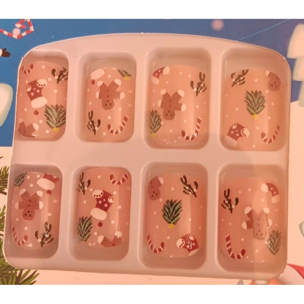 Nail Set New 24 Piece Holiday False Nail Professional Artificial art textured